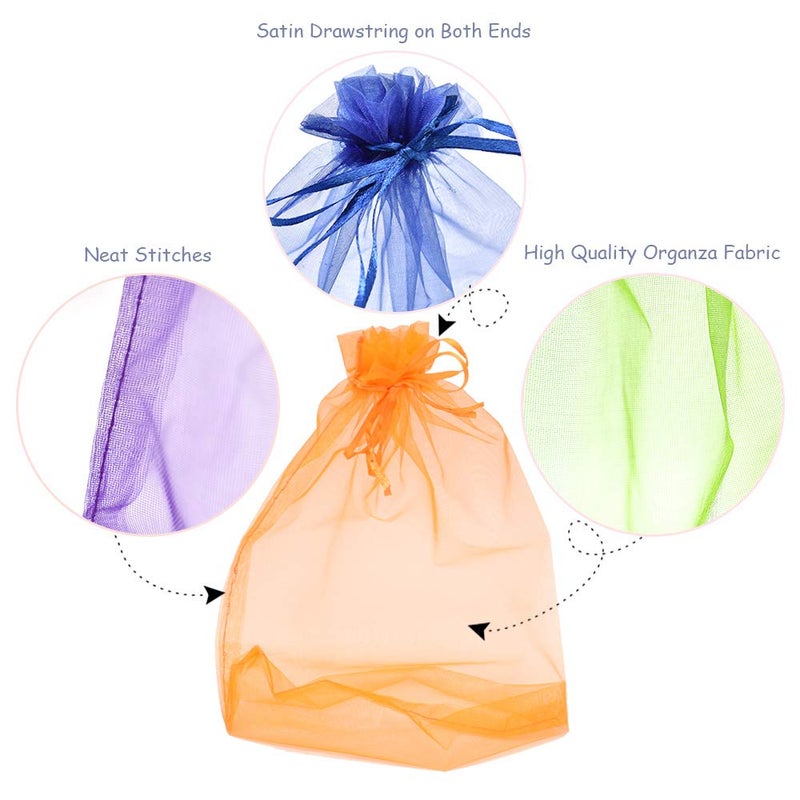 Renashed 50Pcs 8 x 12 Inch Drawstring Organza Gift Bags - Jewelry, Party, Wedding Favor, Festival, Candy Bags (50Pcs Mix Color) - Image 4